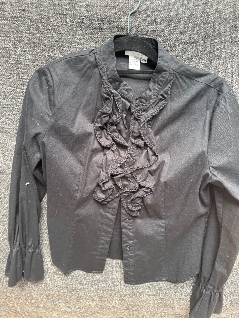 NINETY Women’s black cotton ruffled blouse size M